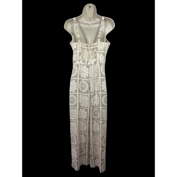 Petal & Pup Linen Blnd Wide Leg Jumpsuit Women Sz 2 Tie Front Floral Adjust Strp - Picture 3 of 12